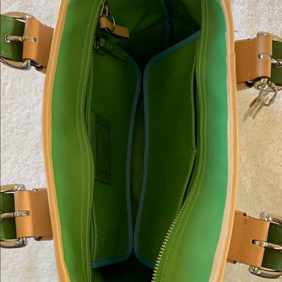 Coach canvas/leather zip-top color block tote. - Picture 6 of 8